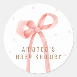Schattige Oh Baby Polka Dot Bow Baby shower Ronde Sticker