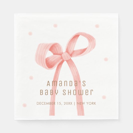 Schattige Oh Baby Polka Dot Bow Baby shower Servet (Voorkant)