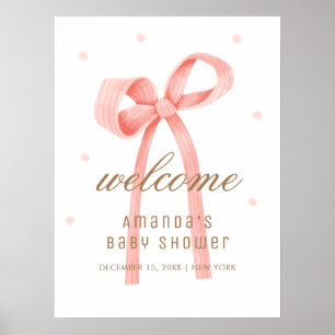 Schattige Oh Baby Polka Dot Bow Baby shower Welkom Poster
