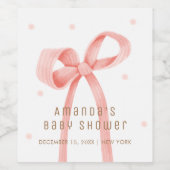 Schattige Oh Baby Polka Dot Bow Baby shower Wijn Etiket (Enkel label)