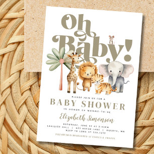 Schattige Oh Baby Safari Dieren Safari Baby shower Kaart