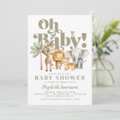 Schattige Oh Baby Safari Dieren Safari Baby shower Kaart (Staand voorkant)