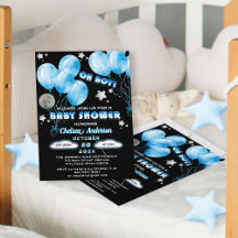 Schattige Oh Boy Blue Balloons Night Stars Baby sh