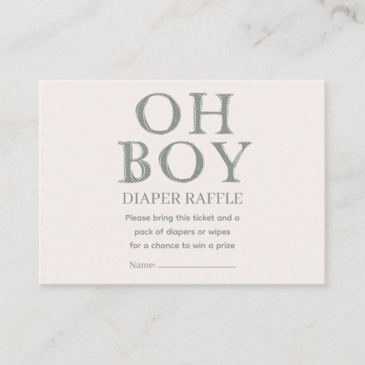 Schattige Oh Boy Groene Stippen Minimal Luierloof Informatiekaartje (Voorkant)