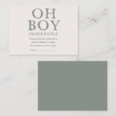 Schattige Oh Boy Groene Stippen Minimal Luierloof Informatiekaartje (Voorkant / Achterkant)