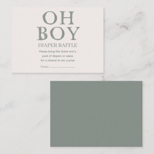 Schattige Oh Boy Groene Stippen Minimal Luierloof Informatiekaartje (Voorkant / Achterkant)