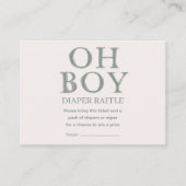 Schattige Oh Boy Groene Stippen Minimal Luierloof Informatiekaartje (Voorkant)