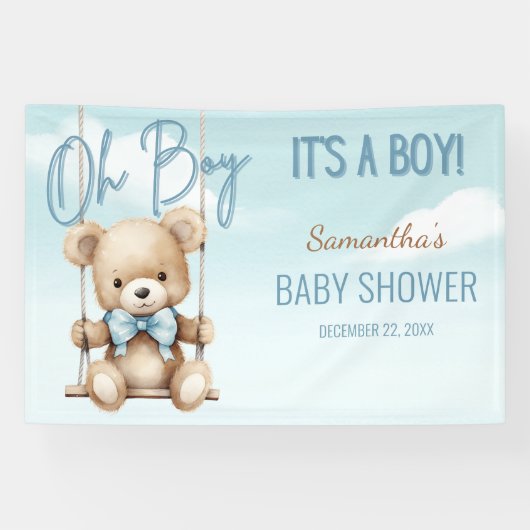 Schattige Oh Boy Het is een Boy Beer Baby shower A Spandoek (Horizontaal)