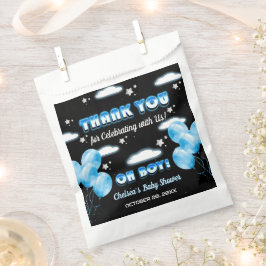 Schattige Oh Boy Night Blue Balloons Modern Baby s Bedankzakje