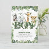 Schattige Oh Boy Oerwoud Safari Baby shower Kaart (Staand voorkant)
