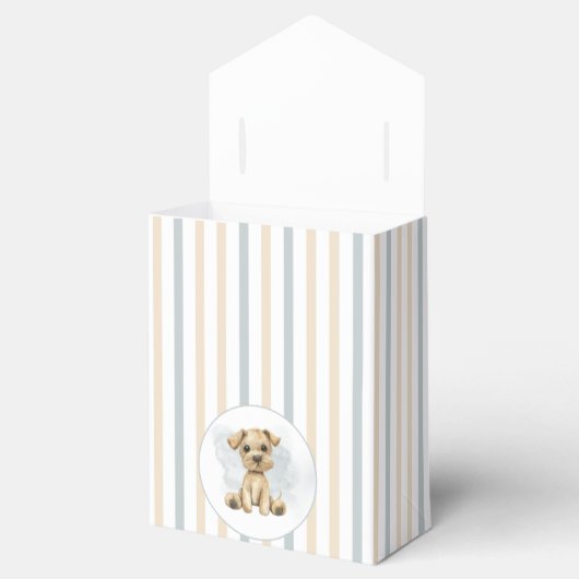 Schattige Oh Boy Puppy Blauw Baby shower Gestreept Bedankdoosjes (Geopend)