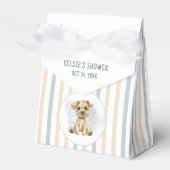 Schattige Oh Boy Puppy Blauw Baby shower Gestreept Bedankdoosjes (Voorkant Zijde)
