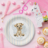 Schattige Oh Boy Puppy Blauw Baby shower Papieren Bordje (Feest)