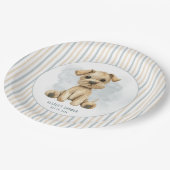 Schattige Oh Boy Puppy Blauw Baby shower Papieren Bordje (Gekanteld)