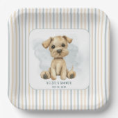 Schattige Oh Boy Puppy Blauw Baby shower Papieren Bordje (Voorkant)