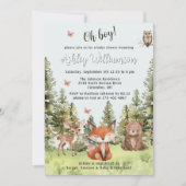 Schattige Oh Boy Woodland Animals Greenery Baby sh Kaart (Voorkant)