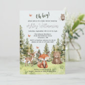 Schattige Oh Boy Woodland Animals Greenery Baby sh Kaart (Staand voorkant)