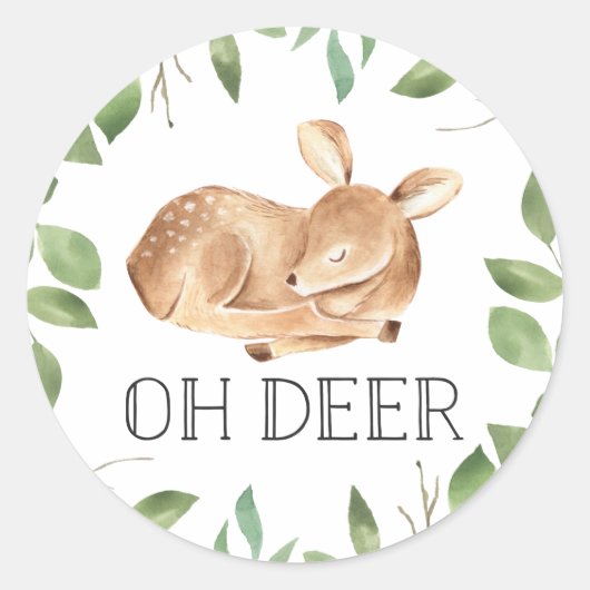Schattige Oh Deer Baby shower Ronde Sticker (Voorkant)