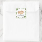 Schattige Oh Deer Baby shower Vierkante Sticker (Tas)
