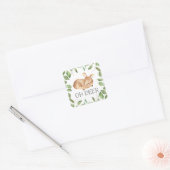 Schattige Oh Deer Baby shower Vierkante Sticker (Envelop)