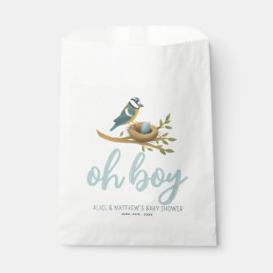 Schattige Oh Jongen Blauwe Vogel Nest Baby Shower Bedankzakje
