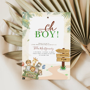 Schattige Oh Jongen Safari Jungle Baby Shower Kaart