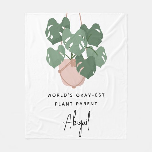 Schattige Oke Plant Ouder Gepersonaliseerd Fleece Deken (Voorkant)
