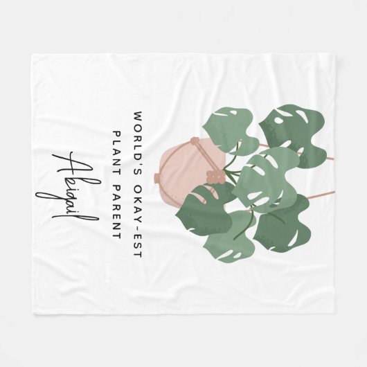Schattige Oke Plant Ouder Gepersonaliseerd Fleece Deken (Voorkant (Horizontaal))