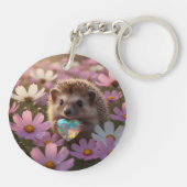 Schattige oktober egel met opaal hart sleutelhanger (Achterkant)