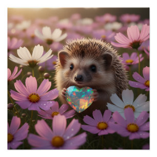 Schattige oktober egel met opal hart perfect poster