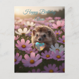 Schattige oktober egel met opalhart briefkaart