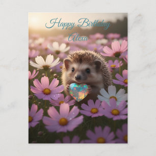 Schattige oktober egel met opalhart briefkaart
