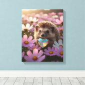 Schattige oktober egel met opalhart canvas afdruk (Insitu (Houten vloer))