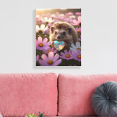 Schattige oktober egel met opalhart canvas afdruk (Insitu (Woonkamer))