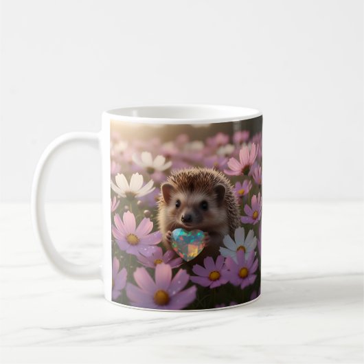 Schattige oktober egel met opalhart koffiemok (Links)