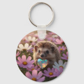 Schattige oktober egel met opalhart sleutelhanger (Voorkant)