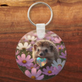 Schattige oktober egel met opalhart sleutelhanger (Voorkant)