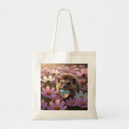 Schattige oktober egel met opalhart tote bag