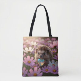 Schattige oktober egel met opalhart tote bag