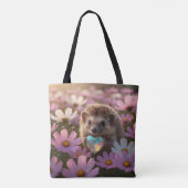 Schattige oktober egel met opalhart tote bag (Achterkant)