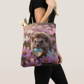 Schattige oktober egel met opalhart tote bag (Dichtbij)