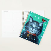 Schattige olieverfschildering Kat met vogel Kerstg Planner (Display)