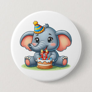 Schattige Olifant 11e Verjaardag Ronde Button 7,6 Cm