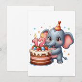 Schattige Olifant 12e Verjaardag Bedankkaart (Voorkant / Achterkant)