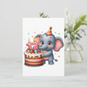 Schattige Olifant 12e Verjaardag Bedankkaart (Staand voorkant)