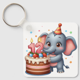 Schattige olifant 12e verjaardag sleutelhanger
