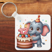 Schattige olifant 12e verjaardag sleutelhanger (Voorkant)