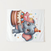 Schattige Olifant 12e Verjaardag Wandkleed (Voorkant (horizontaal))
