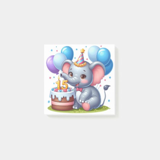 Schattige Olifant 15e Verjaardag Post-it® Notes (Voorkant)