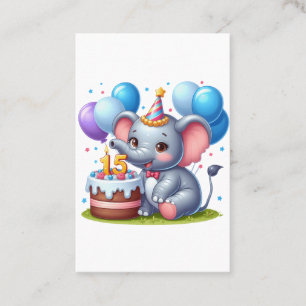 Schattige Olifant 15e Verjaardag Visitekaartje